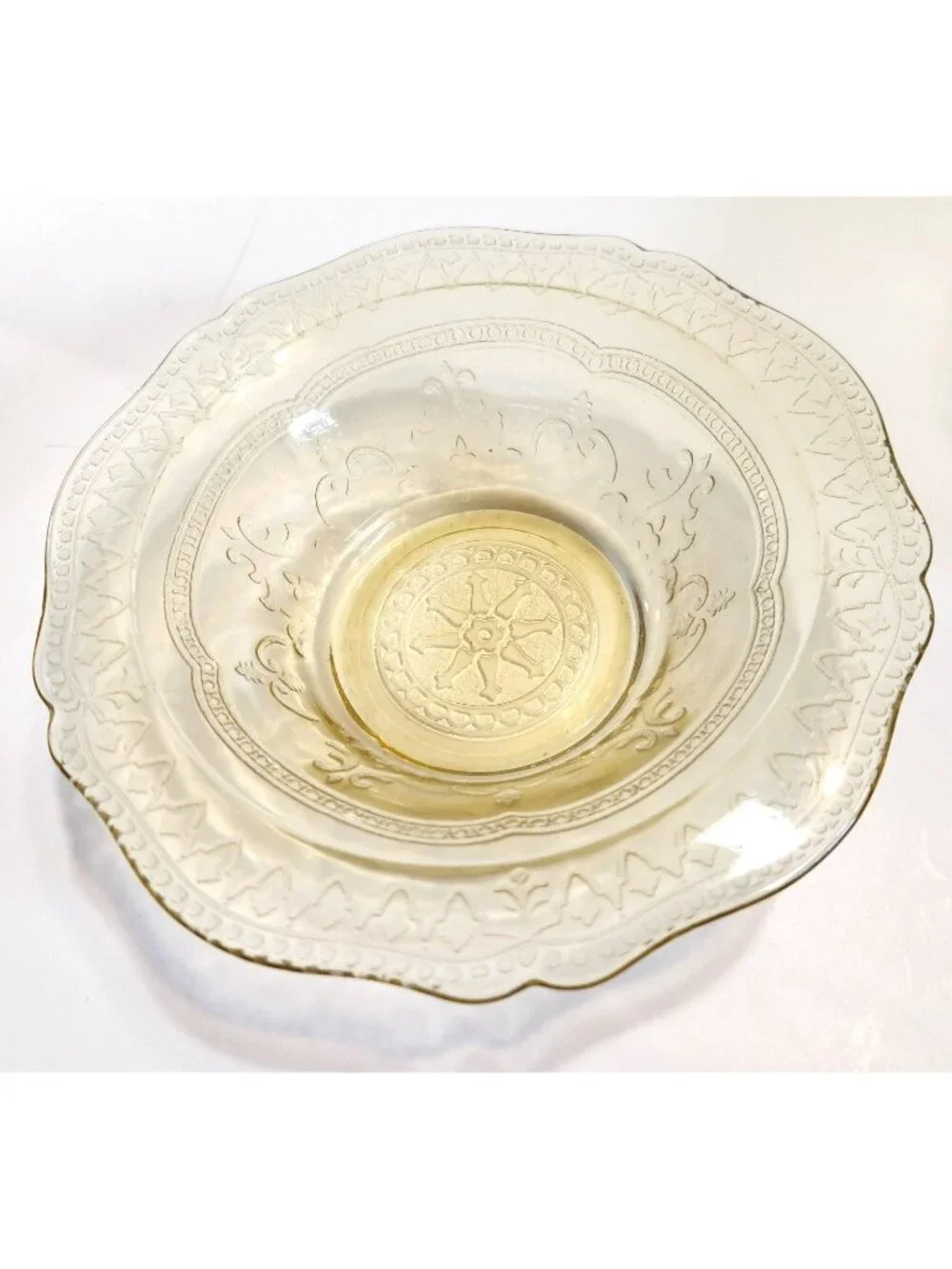 Federal Glass Depression Glass Patrician Spoke Amber Dessert Bowl set of 4 READ